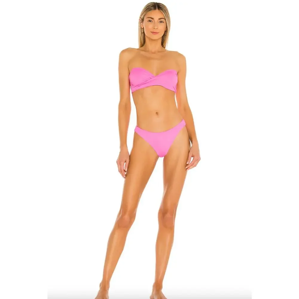 Frankies Bikinis Margo Strapless Bandeau Bikini Top - Pink Punch - Large